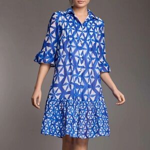 Blue Geometric Patterned Dress